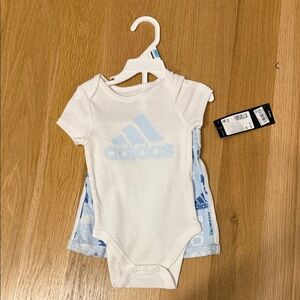 Adidas Infant Onesie Duo in White and Light Blue